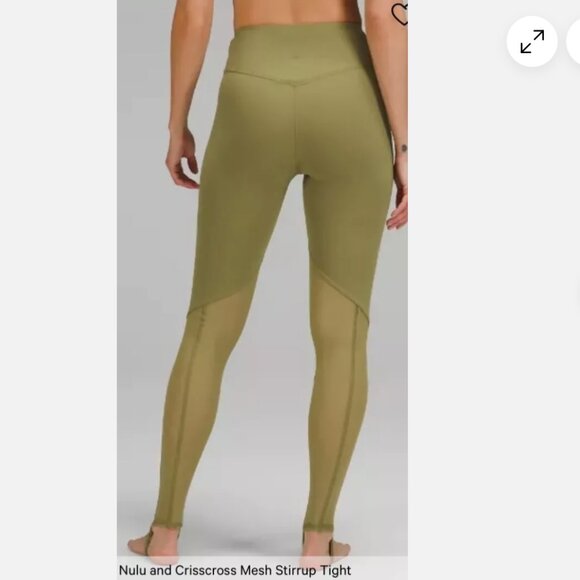 Lululemon Like New Crisscross Mesh Stirrup Legging in Green - Size 14 - Picture 1 of 10